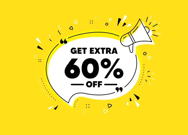 Get Extra Sale Megaphone Yellow Vector Banner Discount Offer Price — Stock Vector