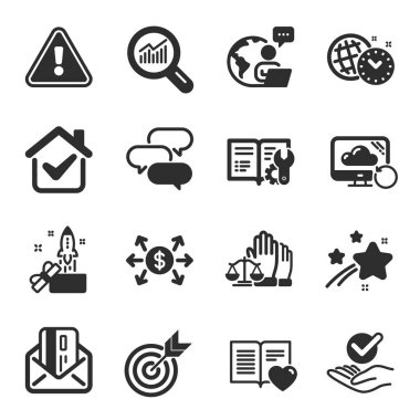 Eğitim simgeleri kümesi, Kurtarma Bulutu, Veri Analizi, Zaman Yönetimi sembolleri gibi. Hedef, Mühendislik belgeleri, Dolar döviz işaretleri. Mahkeme jürisi, Onaylandı, Aşk Kitabı. Vektör