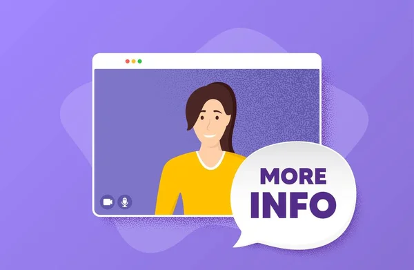 Más Info Símbolo Videoconferencia Línea Señal Navegación Leer Descripción Personaje — Archivo Imágenes Vectoriales