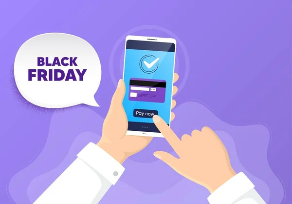 Black Friday Sale Pague Com Cartão Telefone Oferta Especial Sinal — Vetor de Stock