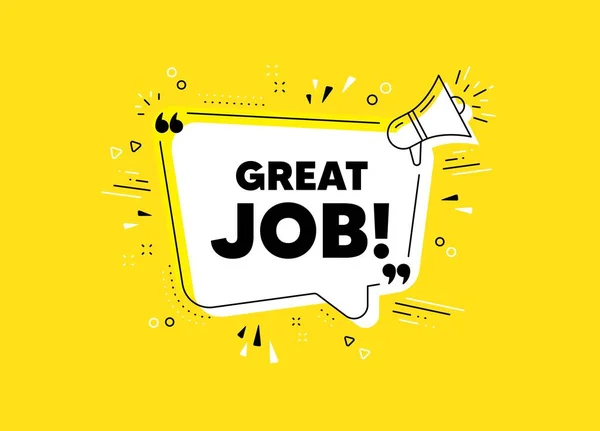 Great Job Symbol Megaphone Yellow Vector Banner Recruitment Agency Sign — Stock Vector
