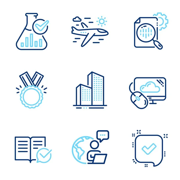 Business Icons Set Included Icon Seo Stats Honor Approved Documentation — Stock Vector