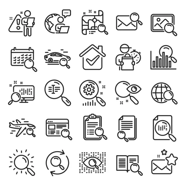 Search Line Icons Photo Indexation Artificial Intelligence Car Rental Icons — Stock Vector