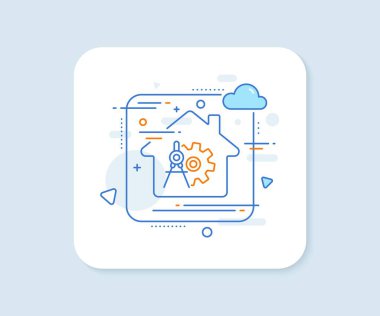 Çarklı bölme çizgisi simgesi. Soyut vektör düğmesi. Mühendislik aracı işareti. Çarklı dişli sembolü. Çarklı bölme çizgisi simgesi. Ev konsepti rozeti. Vektör