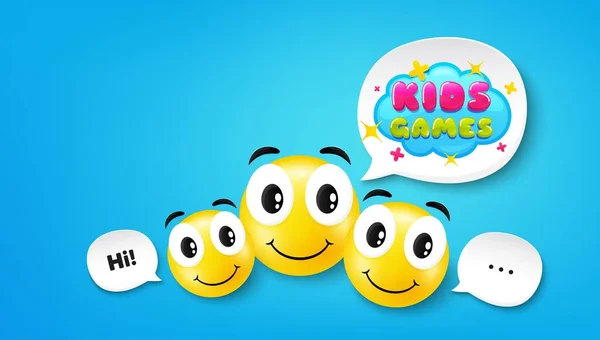 Çocuk Oyunları Etiketi Konuşma Baloncuğuyla Gülümse Eğlenceli Oyun Alanı Afişi — Stok Vektör