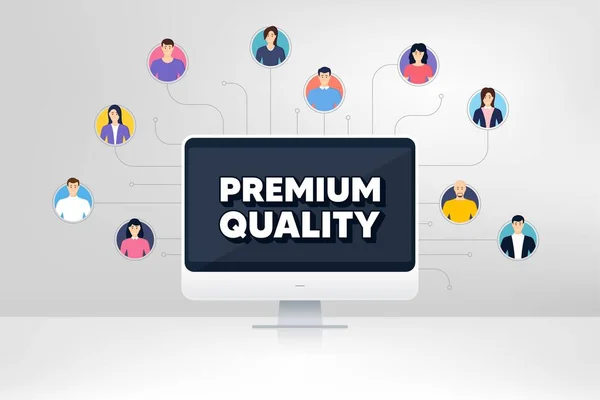 Qualidade Premium Conferência Trabalho Equipa Remota Sinal Produto Alto Símbolo — Vetor de Stock