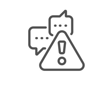 Uyarı satırı simgesi. Dikkat üçgen işareti. Dikkat uyarı sembolü. Kalite tasarım elemanı. Doğrusal biçim uyarı simgesi. Düzenlenebilir felç. Vektör