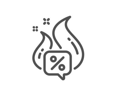 Sıcak teklif hattı ikonu. İndirim tabelası. Promosyon fiyatı sembolü. Kalite tasarım elemanı. Doğrusal stil sıcak teklif simgesi. Düzenlenebilir felç. Vektör