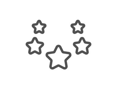 Yıldız çizgisi simgesi. En iyi derecelendirme. Derecelendirme sembolü Kalite tasarım elemanı. Doğrusal yıldız simgesi. Düzenlenebilir felç. Vektör