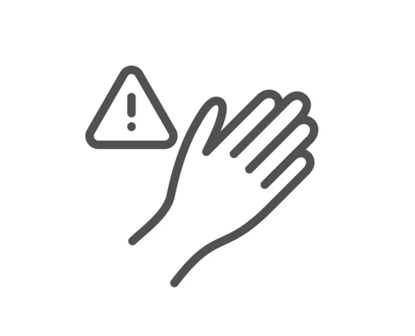 Dont Touch Line Icon Hand Warning Sign Hygiene Notification Symbol — Stock Vector