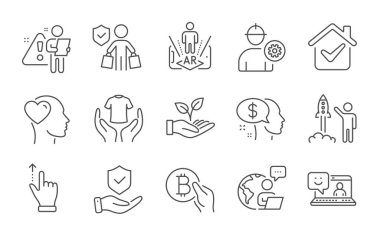 Smile, Buyer insurance and Pay line icons set. Helping hand, Hold t-shirt and Engineer signs. Insurance hand, Friend and Touchscreen gesture symbols. Line icons set. Vector clipart