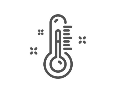Termometre çizgisi simgesi. Sıcaklık tanılama işareti. Ateş ölçme sembolü. Kalite tasarım elemanı. Doğrusal termometre simgesi. Düzenlenebilir felç. Vektör
