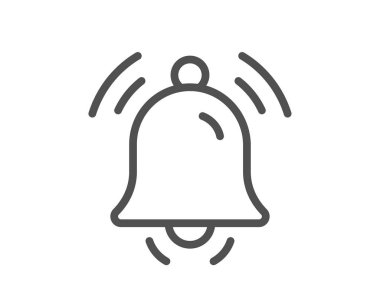 Çan çizgisi simgesine bildir. Alarm işareti. Çalar saat sembolü. Kalite tasarım elemanı. Doğrusal biçim bildirim çan simgesi. Düzenlenebilir felç. Vektör
