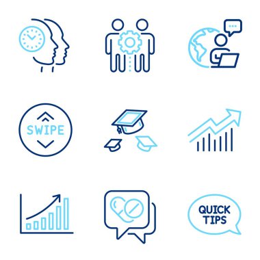 Bilim simgeleri ayarlandı. Çalışan takım çalışması, grafik çizelgesi, şapka atma tabelaları gibi simgeleri de içeriyor. Hızlı başlangıç rehberi, yukarı kaydırma, talep eğrisi sembolleri. Tıbbi ilaçlar, zaman yönetimi simgeleri. Vektör