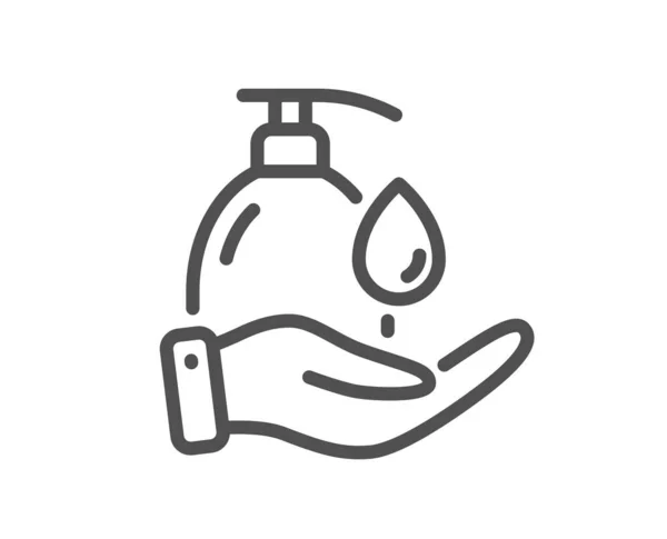 Wash Hands Line Icon Covid Hygiene Sign Washing Liquid Symbol — Stock Vector