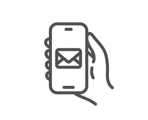 Icône Ligne Application Mail Tenez Panneau Téléphonique Téléphone Portable Avec — Image vectorielle