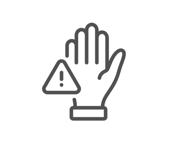 Nie Dotykaj Ikony Linii Ręczny Znak Ostrzegawczy Symbol Powiadomienia Higienie — Wektor stockowy