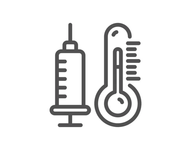 Термометр Иконкой Вакцины Диагностический Признак Температуры Символ Измерения Температуры Элемент — стоковый вектор