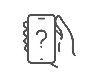 Telefon uygulaması simgesini sor. Destek işareti. Faq anket sembolü. Kalite tasarım elemanı. Doğrusal biçim soru simgesi sor. Düzenlenebilir felç. Vektör