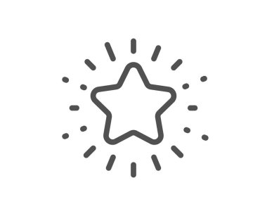 Parıldayan yıldız çizgisi simgesi. En iyi derecelendirme. En sevdiği sembol. Kalite tasarım elemanı. Doğrusal stil parıldayan yıldız simgesi. Düzenlenebilir felç. Vektör