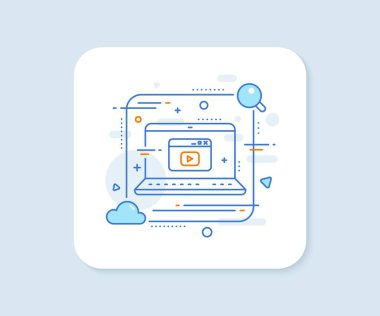 Tarayıcı Pencere satırı simgesi. Soyut vektör düğmesi. Video içeriği işareti. İnternet sayfası sembolü. Video içeriği simgesi. Laptop konsept rozeti. Vektör