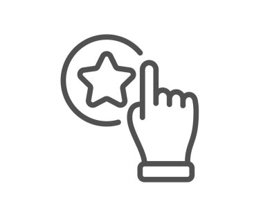 Düğme çizgisi simgesini değerlendir. En iyi derecelendirme. Derecelendirme sembolü Kalite tasarım elemanı. Doğrusal biçim oranı düğmesi simgesi. Düzenlenebilir felç. Vektör