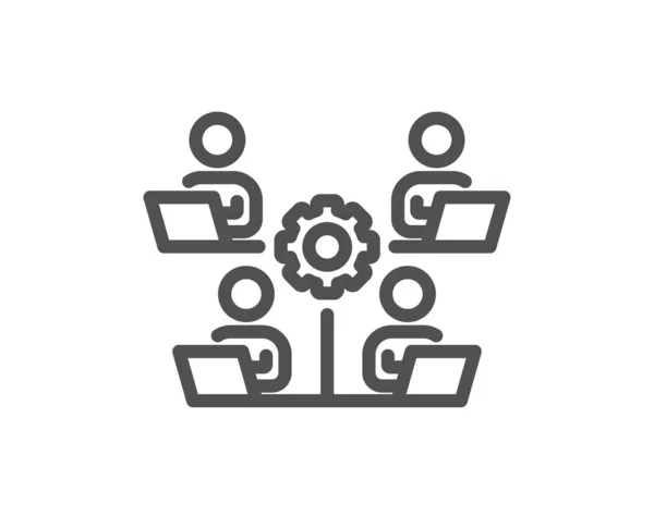 Ikona Týmové Práce Vzdálená Cedule Symbol Zaměstnanců Sítě Kvalitní Konstrukční — Stockový vektor