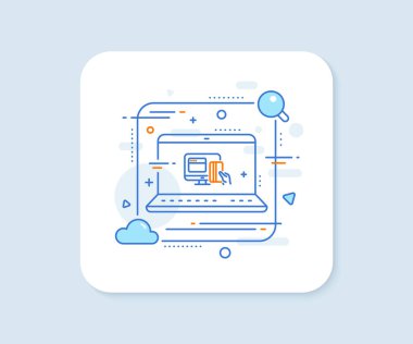 Çevrimiçi Ödeme yöntemleri çizgisi simgesi. Soyut vektör düğmesi. Web para işareti. Kredi kartı sembolü. Çevrimiçi ödeme hattı ikonu. Laptop konsept rozeti. Vektör