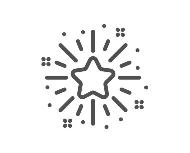 Parıldayan yıldız çizgisi simgesi. En iyi derecelendirme. En sevdiği sembol. Kalite tasarım elemanı. Doğrusal stil parıldayan yıldız simgesi. Düzenlenebilir felç. Vektör