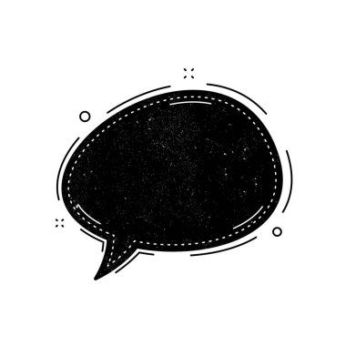 Sohbet balonu simgesi. Grunge yardım balonu. İletişim mesajı işareti. Konuş, sembolik konuş. İletişim balonu şablonu. İletiyi veya iletişim simgesini destekle. Konuşan, düşünen bir sohbet balonu. Vektör