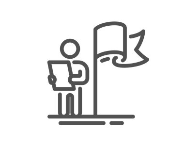 Liderlik çizgisi simgesi. Başarı işareti. Kazanan sembol. Kalite tasarım elemanı. Doğrusal liderlik simgesi. Düzenlenebilir felç. Vektör