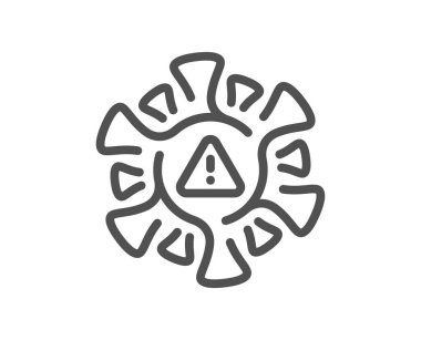 Coronavirus çizgi simgesi. Covid virüs işareti. Enfeksiyon uyarı sembolü. Kalite tasarım elemanı. Doğrusal Coronavirus simgesi. Düzenlenebilir felç. Vektör