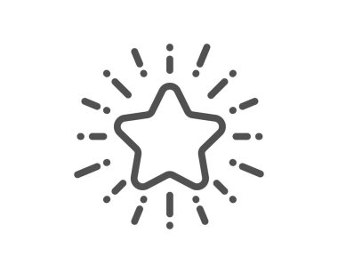 Yıldız çizgisi simgesi. En iyi derecelendirme. En sevdiği sembol. Kalite tasarım elemanı. Doğrusal yıldız simgesi. Düzenlenebilir felç. Vektör