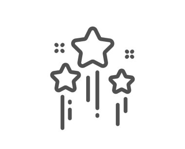 Yıldız çizgisi simgesi. En iyi derecelendirme. Havai fişek sembolü. Kalite tasarım elemanı. Doğrusal yıldız simgesi. Düzenlenebilir felç. Vektör