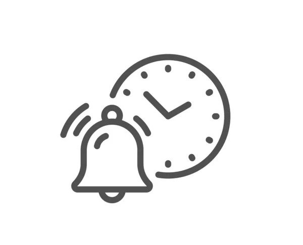 Alarm Clock Bell Line Icon Time Reminder Sign Notification Clock — Stock Vector