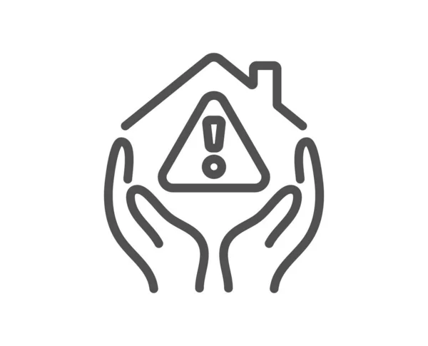Ícone Linha Proteção Casa Edifício Sinal Alerta Símbolo Seguro Elemento — Vetor de Stock