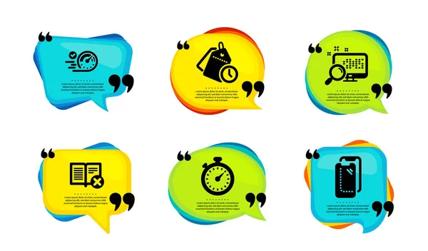 Reject Book Timer Time Management Icons Simple Set Speech Bubble — Stock Vector