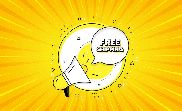 Free Shipping Yellow Vector Button Megaphone Delivery Included Sign Special — Stock Vector
