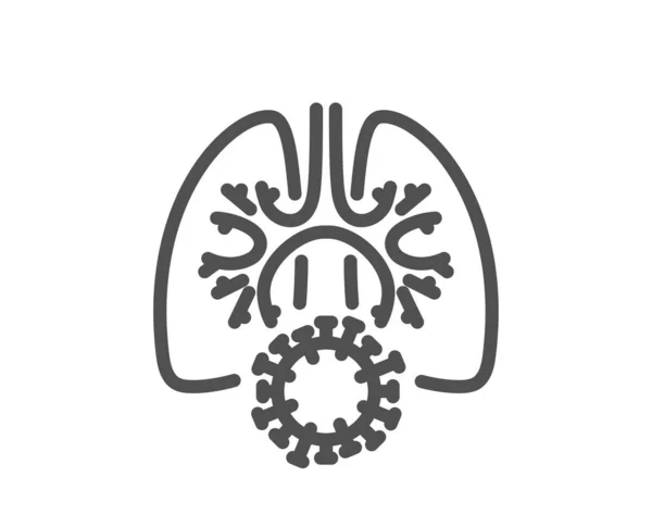 Pulmones Con Icono Línea Coronavirus Signo Neumonía Símbolo Dificultad Respiratoria — Archivo Imágenes Vectoriales