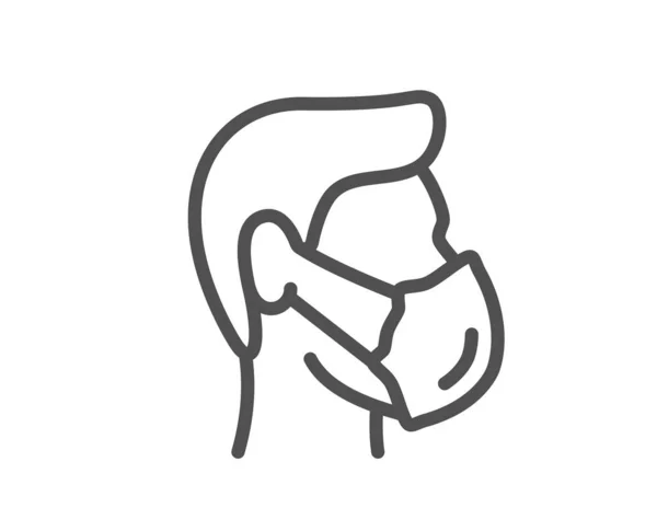 Icono Línea Máscara Médica Signo Máscara Respiratoria Seguridad Coronavirus Cara — Vector de stock