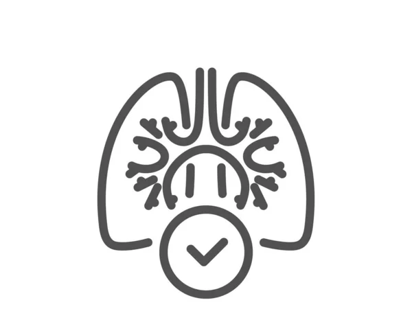 肺のラインアイコン 肺炎の兆候だ 呼吸窮迫記号 品質設計要素 線形スタイルの肺のアイコン 編集可能なストローク ベクトル — ストックベクタ