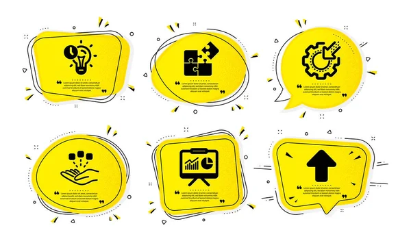 Puzzle Consolidación Presentación Iconos Conjunto Simple Burbujas Habla Amarilla Con — Archivo Imágenes Vectoriales