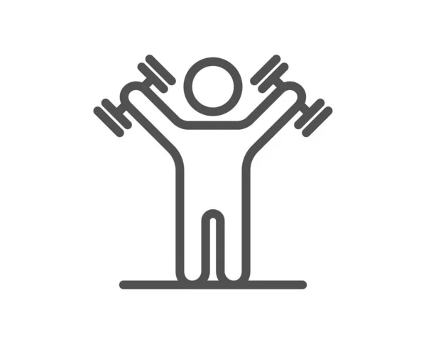 Man Dumbbells Line Icon Workout Equipment Sign Gym Fit Symbol — Stock Vector