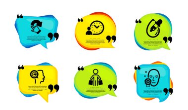 Zaman yönetimi, Göz damlaları ve Döndürme jest simgeleri basit bir set. Tırnak içinde konuşma balonu. Yazar, Alıcı ve Yüz onaylı işaretler. Çalışma zamanı, Pipette, geri al. Vektör