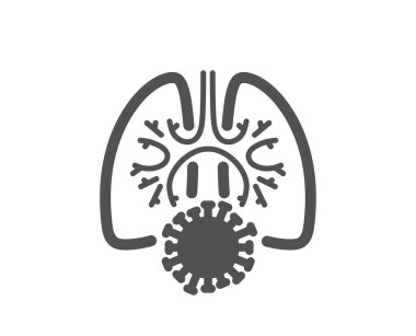 Coronavirus ikonlu akciğerler. Zatürree hastalığı işareti. Solunum zorluğu sembolü. Kalite tasarım elemanı. Düz stil koronavirüs akciğer ikonu. Düzenlenebilir felç. Vektör
