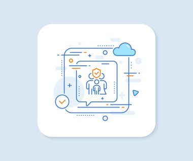 Aile sigorta şirketi ikonu. Soyut vektör düğmesi. Sağlık sigortası tabelası. Hayat koruma politikası sembolü. Aile sigorta şirketi ikonu. Konuşma balonu konsepti. Vektör