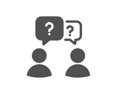 Takım çalışması soru ikonu. İmza iste. Problem sembolünü destekle. Kalite tasarım elemanı. Düz stil takım çalışması soru simgesi. Düzenlenebilir felç. Vektör