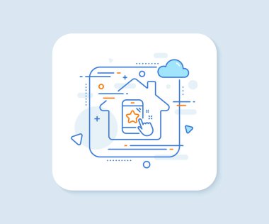 Yıldız derecelendirme simgesi. Soyut vektör düğmesi. Geri bildirim işareti. Müşteri memnuniyeti sembolü. Yıldız derecelendirme simgesi. Ev konsepti rozeti. Vektör