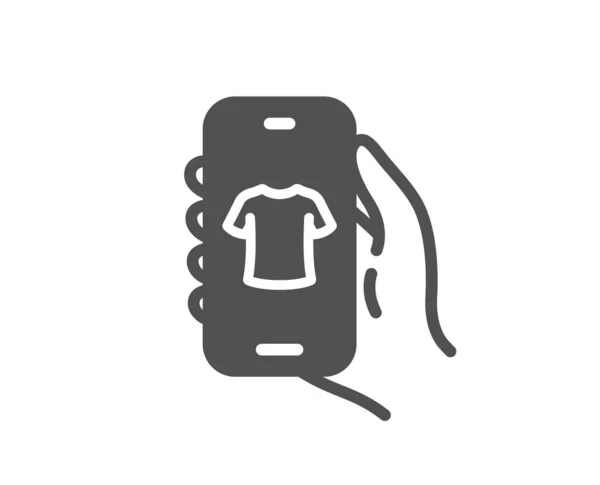 商店应用程序图标 手拿着手机牌带有屏幕通知符号的手机 质量设计要素 平面风格的商店应用图标 可编辑的中风 — 图库矢量图片