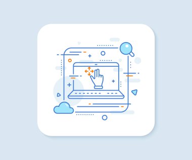 Jest çizgisi simgesini taşı. Soyut vektör düğmesi. Kaydırma oku işareti. Eylem simgesini kaydır. Jest çizgisi simgesini taşı. Laptop konsept rozeti. Vektör